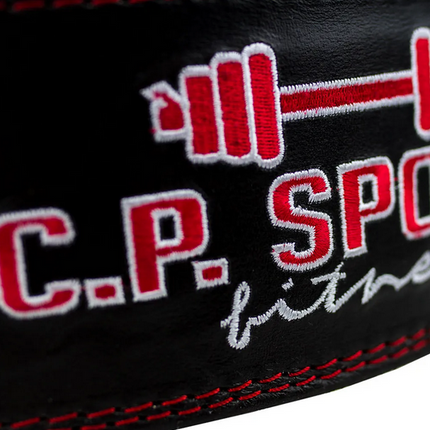 Gewichthebergürtel - Leder - Schwarz Rot C.P. Sports - T901