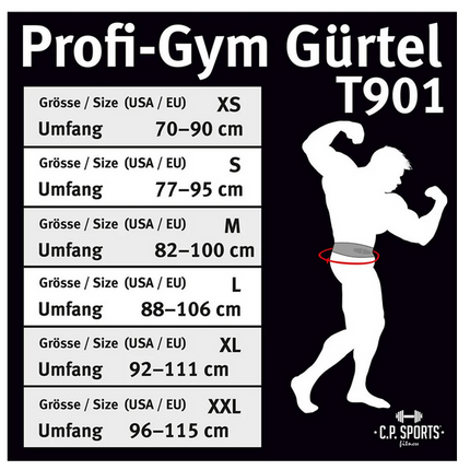 Gewichthebergürtel - Leder - Schwarz Rot C.P. Sports - T901