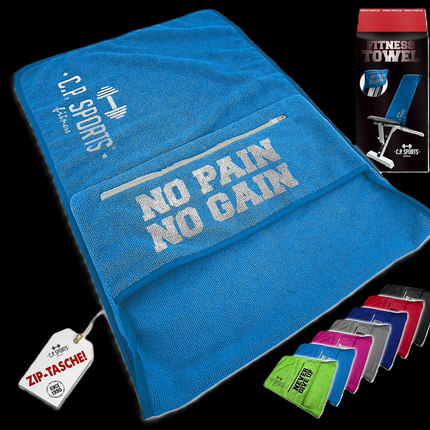 Fitness Handtuch Towel Mikrofaser  + Tasche mit Reißverschluss - C.P. SPORTS