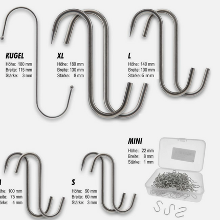 Großverkauf B2B - Palletten - Fleischhaken Verzinkte S Haken verschiedene Varianten