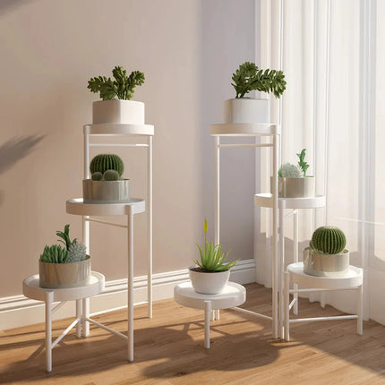 Faltbarer Eckiger Pflanzenständer Metall – 3/4 – stöckiges Blumenregal für Indoor & Outdoor – Klappbares Pflanzenregal für Balkon, Terrasse & Garten