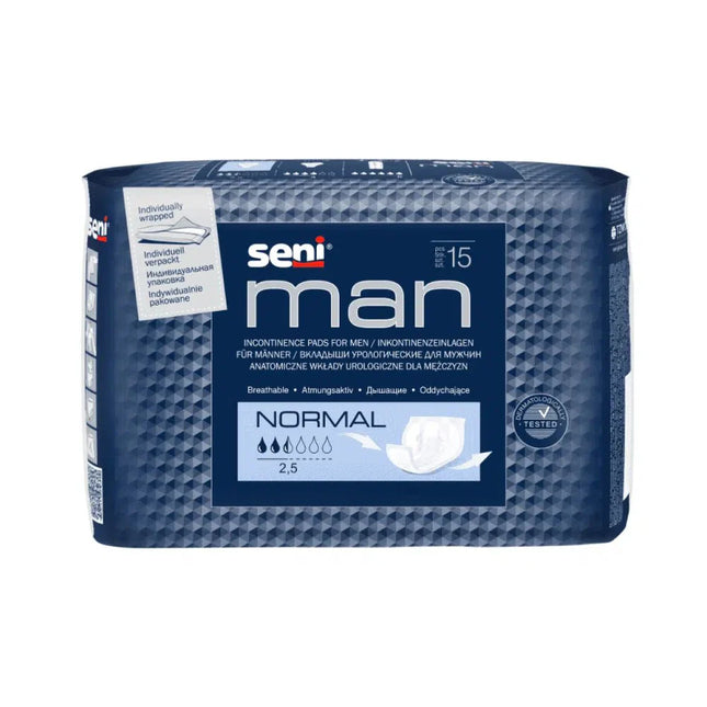 Seni Man Normal Inkontinenzeinlage für Männer | Packung (15 Stück)