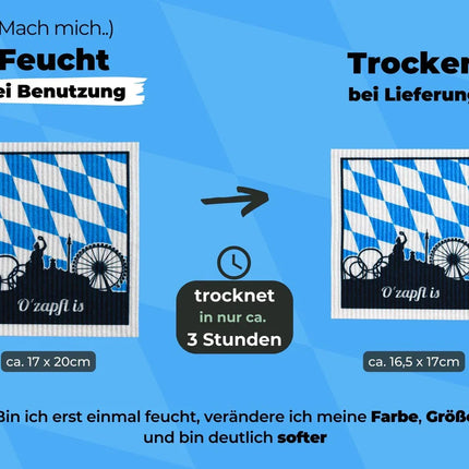 O'Zapft Is - Spültücher bedruckt Set (5x) als Wiesn Souvenir