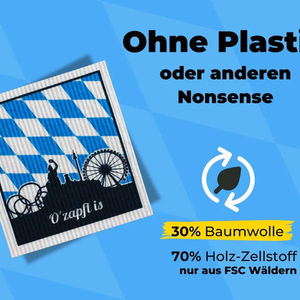 O'Zapft Is - Spültücher bedruckt Set (5x) als Wiesn Souvenir