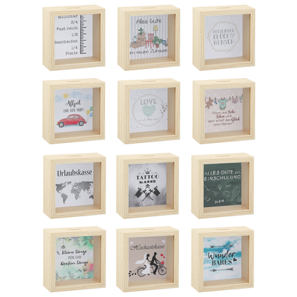 Spardose 12 Hintergrundbilder Sparbüchse Holz Glas Sparschwein Bilderrahmen 15cm