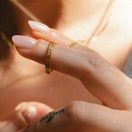 Kette mit Ring | vergoldet | Good Karma comes back