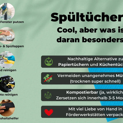 8x Elegance Putzlappen bunt - Reinigungstücher waschbar & nachhaltig