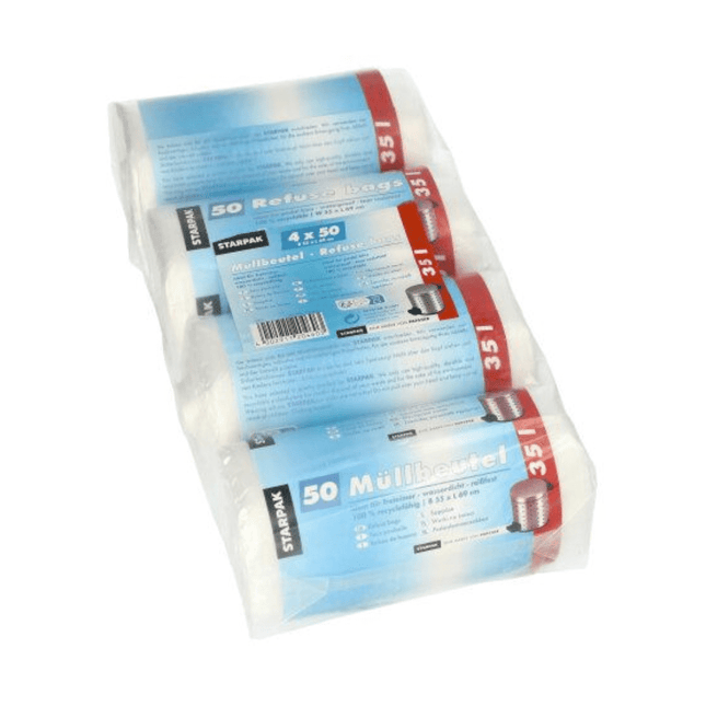 Starpak Müllbeutel 35 l transparent H 69 x B 55 cm | Folie (200 Stück)