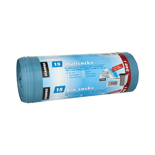 Starpak Müllsäcke 240 l H 125 x B 100 cm blau | Banderole (15 Stück)
