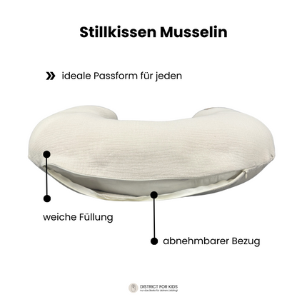Stillkissen U-Form Musselin mit abnehmbaren Bezug – ergonomisches Mondstillkissen