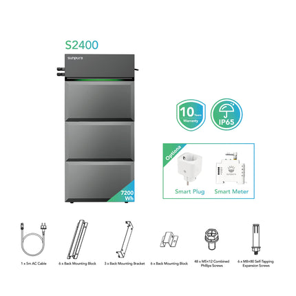 Sunpura S2400 - Hybrid Stromspeicher, AI-HEMS, stapelbar, dynamischer Strompreis, DC & AC gekoppelt