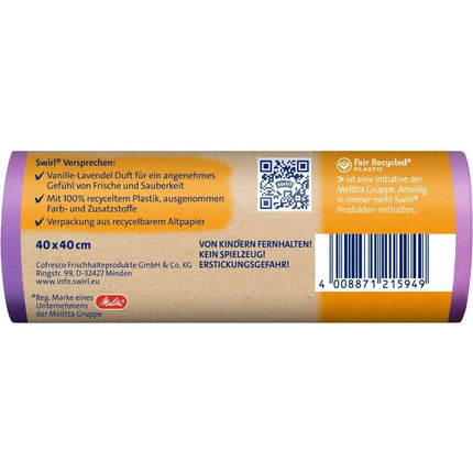 Swirl Duft-Müllbeutel Vanille-Lavendel 10 l Reißfest & Dicht | Rolle (14 Beutel)