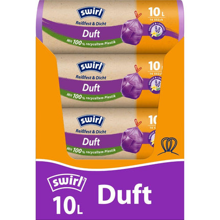 Swirl Duft-Müllbeutel Vanille-Lavendel 10 l Reißfest & Dicht | Rolle (14 Beutel)