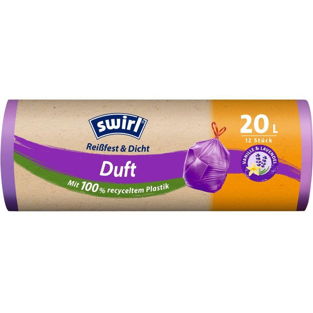 Swirl Duft-Müllbeutel Vanille-Lavendel 20 l Reißfest & Dicht | Rolle (12 Beutel)