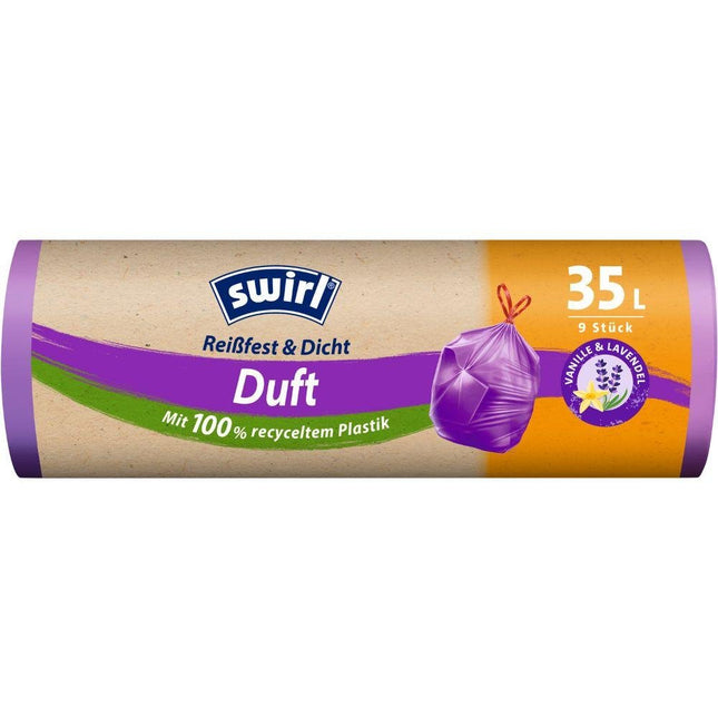 Swirl Duft-Müllbeutel Vanille Lavendel 35 l Reißfest & Dicht | Rolle (9 Beutel)