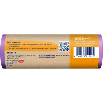 Swirl Duft-Müllbeutel Vanille Lavendel 35 l Reißfest & Dicht | Rolle (9 Beutel)