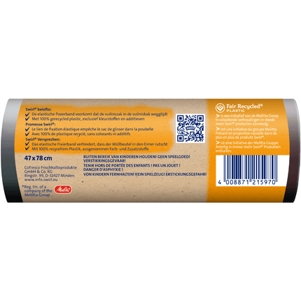 Swirl Fixierband-Müllbeutel XL 30 l extra Lang | Rolle (10 Beutel)