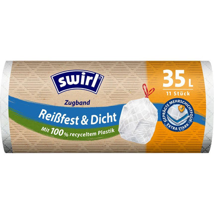 Swirl Zugband- Müllbeutel 60 l Reißfest & Dicht | Rolle (8 Beutel)