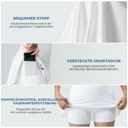 TVI Damen 2 in 1 Fahrradrock Kurze Gepolstert Radlerhose mit Tasche