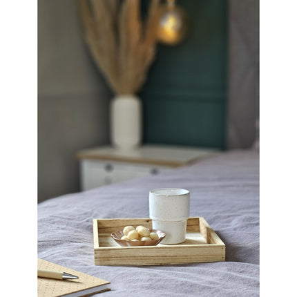 Tablett Holztablett 26x26 braun Natur Dekotablett rechteckig Kerzentablett