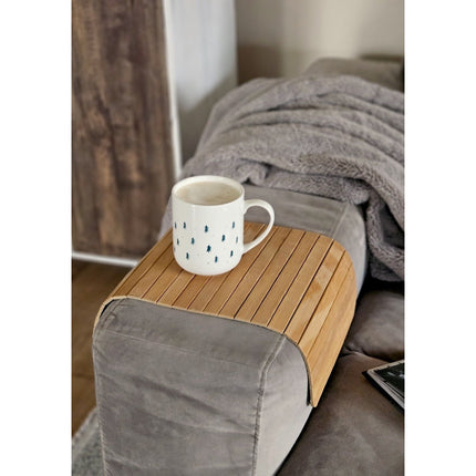 Sofatablett flexibel Bambustablett Bambus Natur anthrazit Armlehnen Schoner