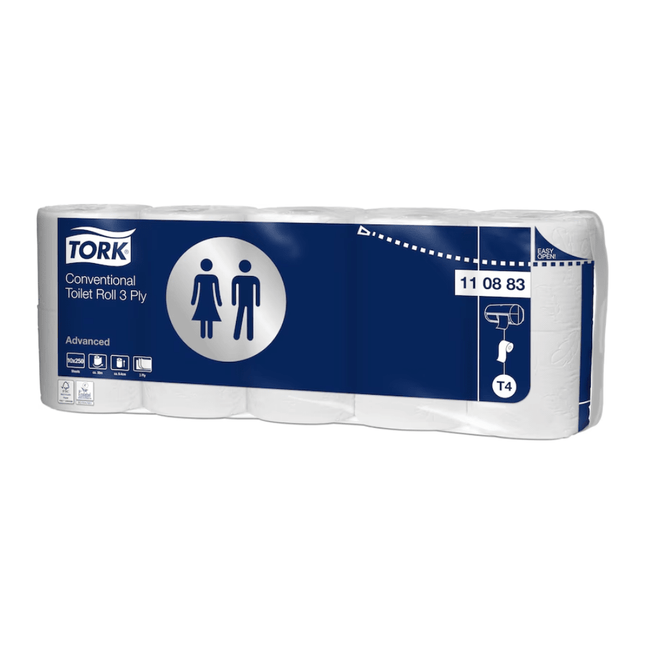 Tork 110883 extra weiches Kleinrollen Toilettenpapier Advanced T4 3-lagig | Karton (70 Rollen)