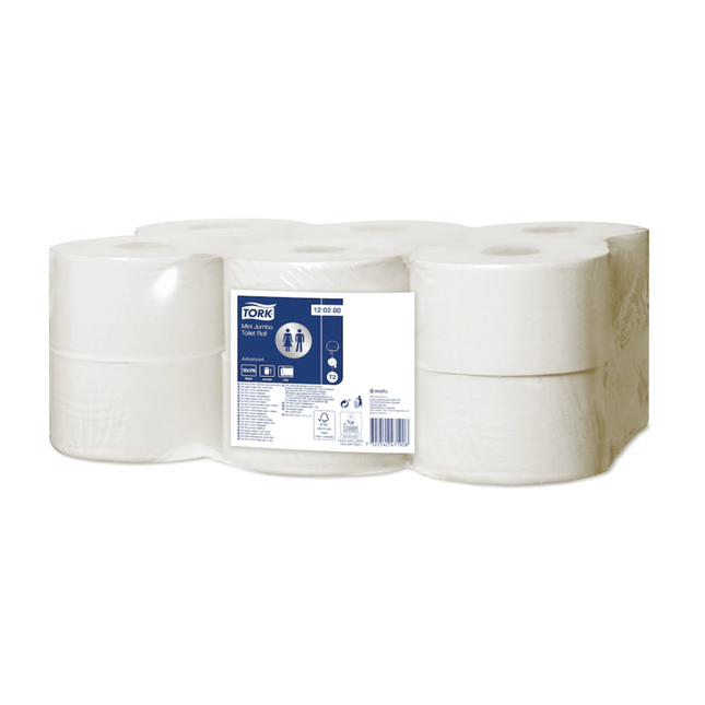Tork 120280 Mini Jumbo Toilettenpapier Advanced T2 2-lagig | Karton (12 Rollen)
