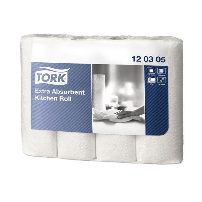 Tork 120305 extra-saugfähige Küchenrolle Premium 3-lagig | Karton (48 Rollen)