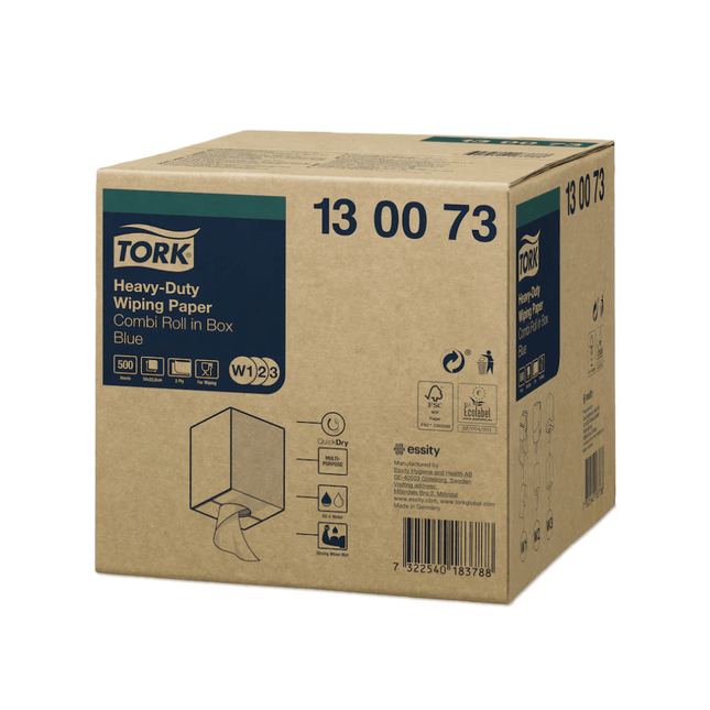 Tork 130073 extra-starke Mehrzweck-Papierwischtücher Premium W1 W2 W3 2-lagig | Karton (1 Rolle)