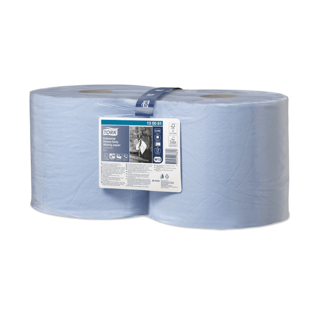 Tork 130081 extra-starke Industrie-Papierwischtücher Premium W1 W2 3-lagig | Karton (2 Rollen)