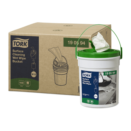 Tork 190594 feuchte Oberflächenreinigungstücher Premium W15 1-lagig | Karton (4 Eimer)