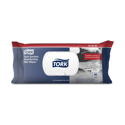 Tork 193600 feuchte Desinfektionstücher für Oberflächen Premium W20 | Karton (12 Packungen)