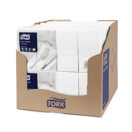 Tork 477402 Lunchservietten Weiß 1/8-Falz 2-lagig | Karton (10 Packungen)