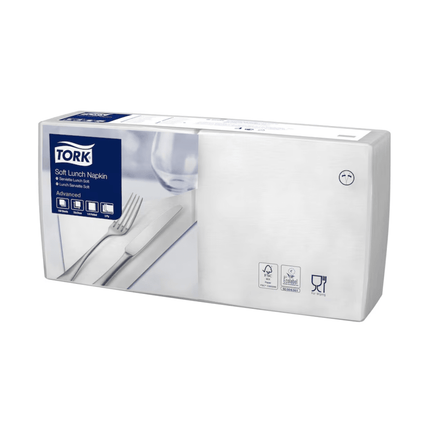 Tork 477414 Soft Lunchservietten Weiß Advanced 3-lagig | Karton (10 Packungen)
