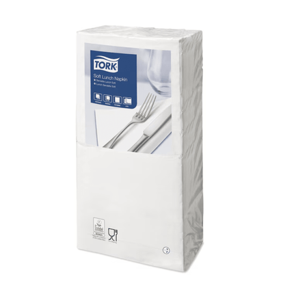 Tork 477414 Soft Lunchservietten Weiß Advanced 3-lagig | Karton (10 Packungen)
