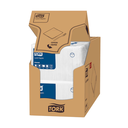 Tork 509300 Lunchserviette Weiß Universal 1-lagig | Karton (8 Packungen)