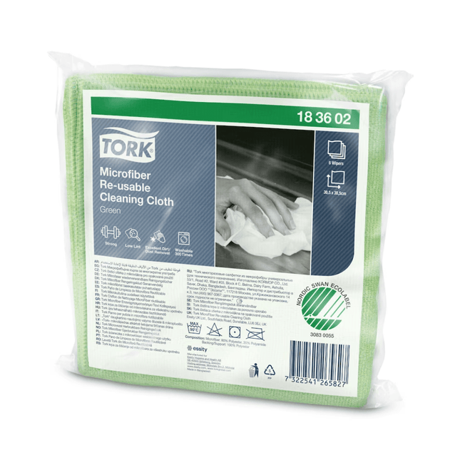 Tork Mikrofaser wiederverwendbare Reinigungstücher, verschiedene Farben | Karton (8 Packungen)