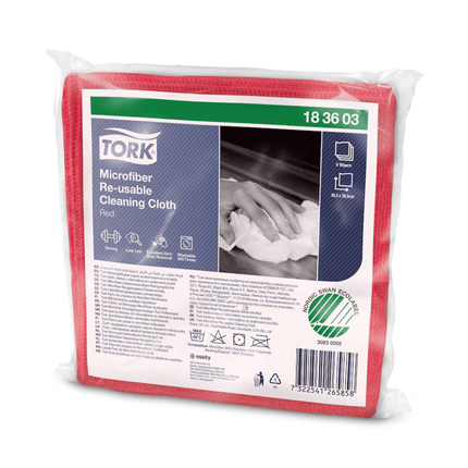 Tork Mikrofaser wiederverwendbare Reinigungstücher, verschiedene Farben | Karton (8 Packungen)