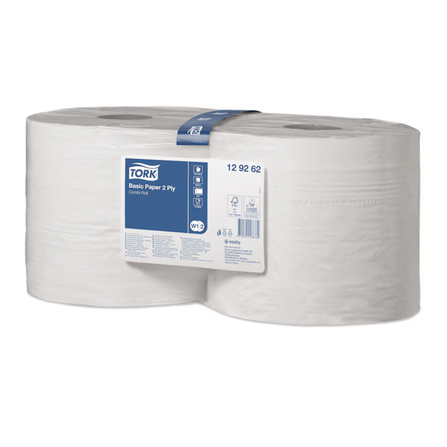Tork 128408 Standard-Papierwischtücher Universal W1 2-lagig 36,9 cm breit | Karton (2 Rollen)