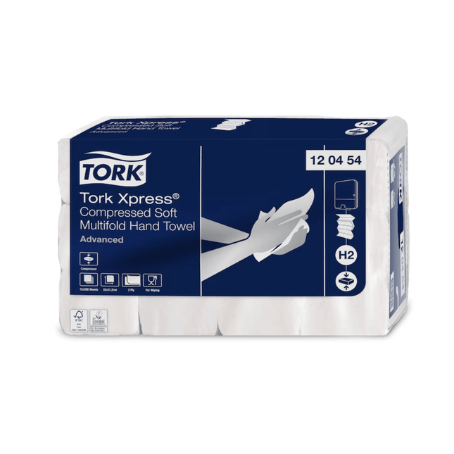 Tork Xpress® 120454 Komprimierte Weiche Multifold-Handtücher Advanced H2 2-lagig | Karton (12 Packungen)