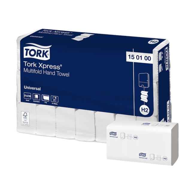 Tork Xpress® 150100 Multifold-Handtücher Universal H2 1-lagig 25,5cm | Karton (21 Packungen)