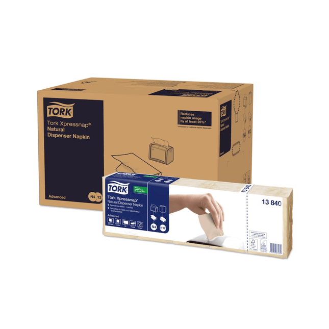 Tork Xpressnap® 13840 Spenderserviette Natur mit Umweltsymbol Advanced N4 1-lagig | Karton (8 Packungen)