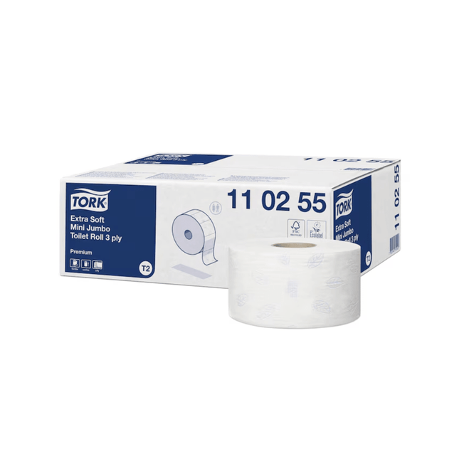 Tork 110255 extra weiches Mini Jumbo Toilettenpapier Premium T2 3-lagig | Karton (12 Rollen)