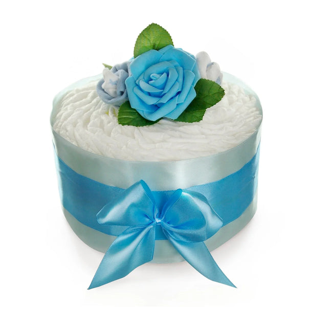 Windeltorte Rosenblüte blau