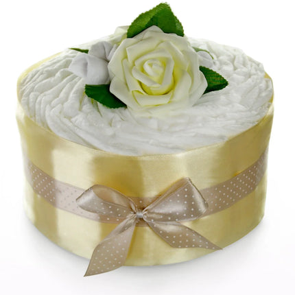 Neutrale Windeltorte Rosenblüte | gold/creme