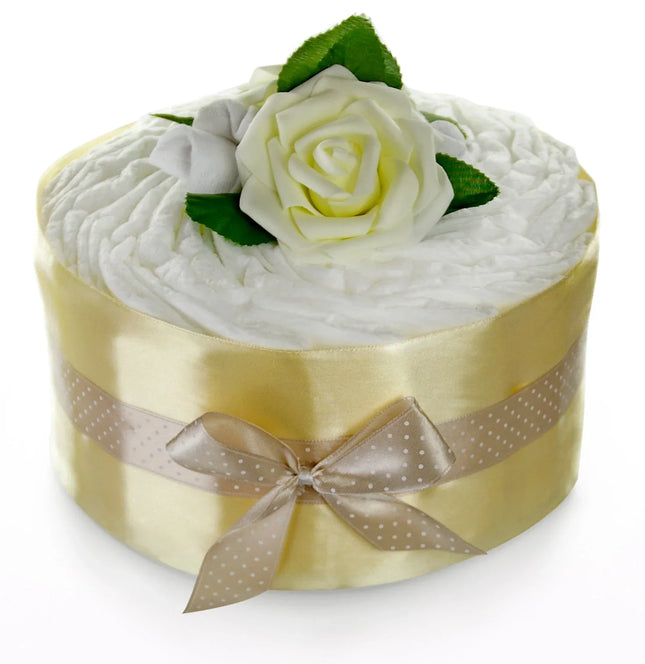 Neutrale Windeltorte Rosenblüte | gold/creme