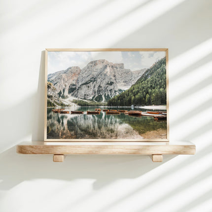 Lago di Braies Dolomites Print – Alpine Lake Photography Wall Art