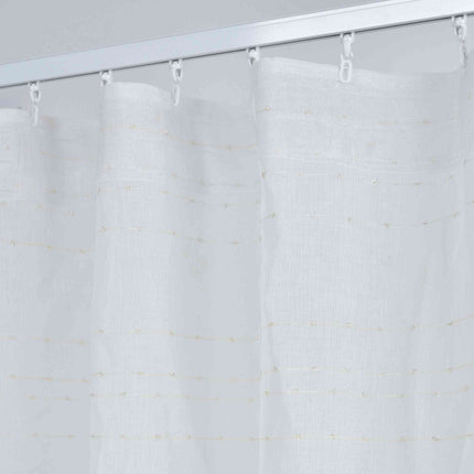 Transparente Gardine HxB 245x145 cm Weiß »DOHA« in Leinen-Optik mit Glänzendem Garn - Moderne Linien-Design, Pflegeleicht 2023490