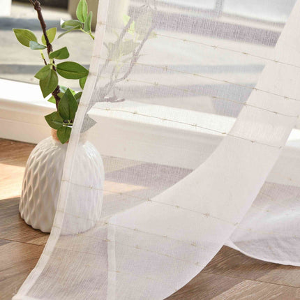 Transparente Gardine HxB 245x145 cm Weiß »DOHA« in Leinen-Optik mit Glänzendem Garn - Moderne Linien-Design, Pflegeleicht 2023490