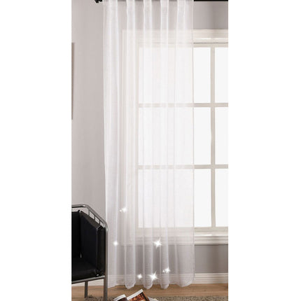 Transparente Gardine Vorhang Schal verdeckte Schlaufen Lurex Garn glänzend (Höhe x Breite cm) 20477
